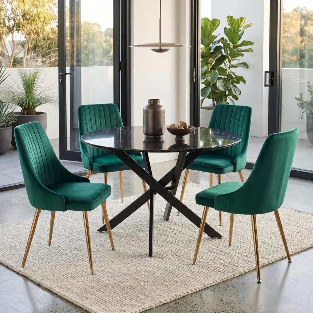 The Velvet Marble Table and Chair Set