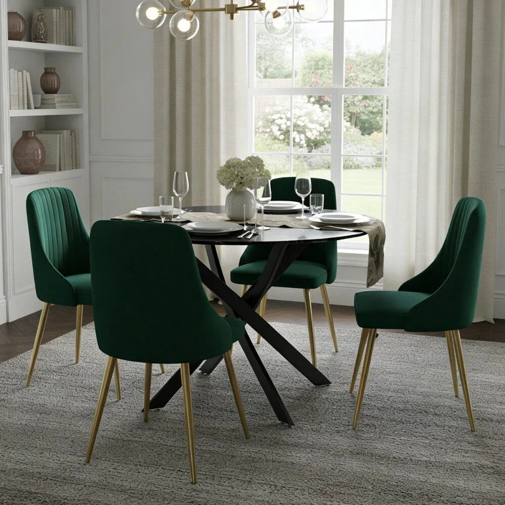 The Velvet Marble Table and Chair Set