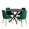 5‑Piece Dining Set – Black Marble Table + 4 Green Velvet Shell Chairs