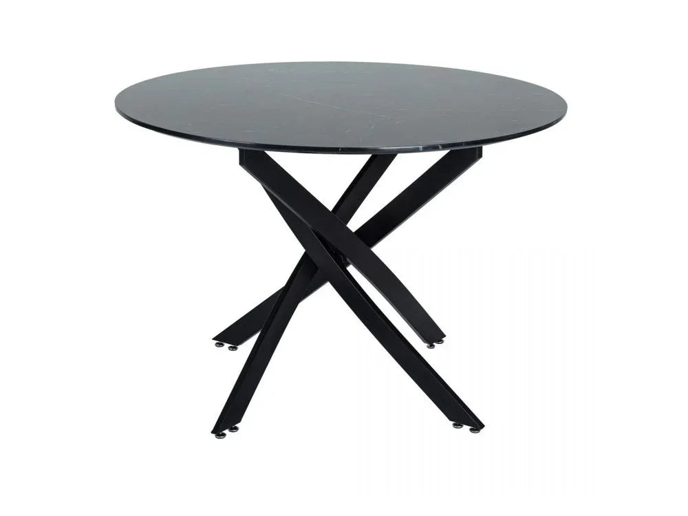 Round Marble-Effect Table-Black