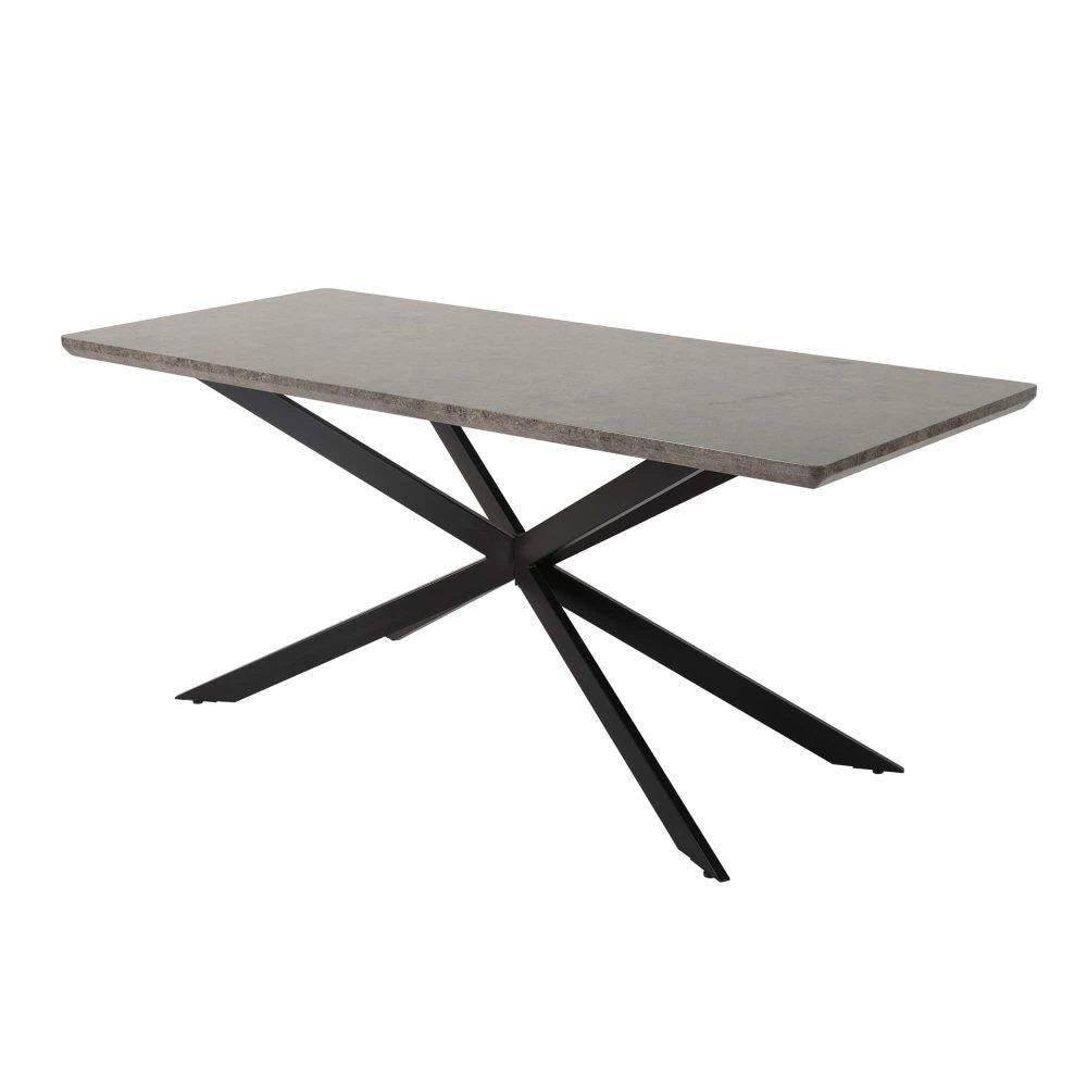 Falcon Rectangular Dining Table – 170cm Marble‑Effect MDF, Steel Base