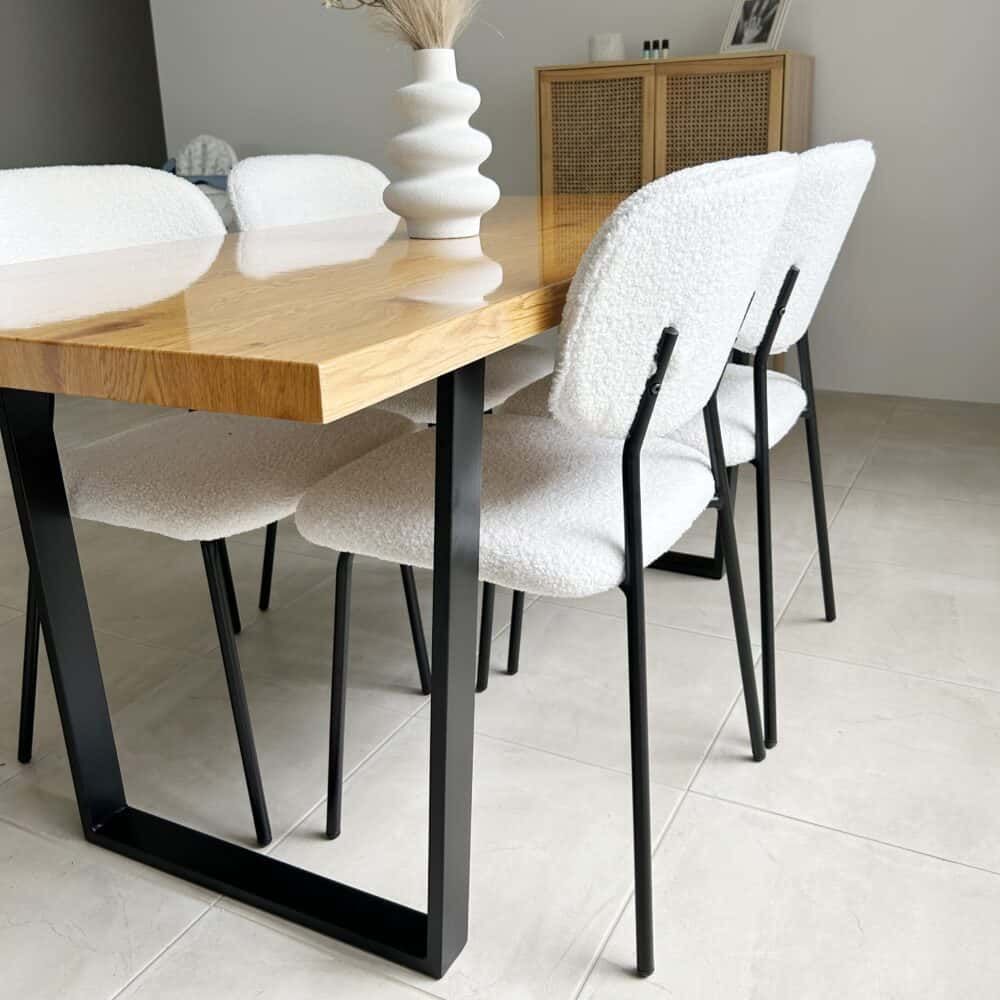 Venice 170cm Rectangular Dining Table Natural Wood Top Industrial Metal Legs