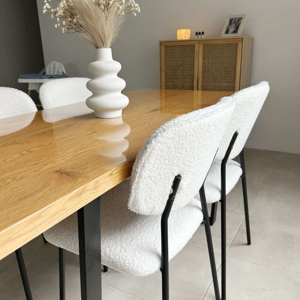 Venice 170cm Rectangular Dining Table Natural Wood Top Industrial Metal Legs