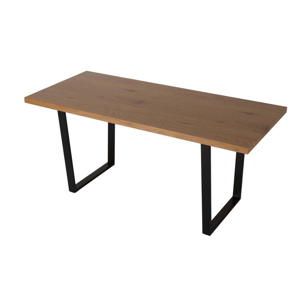 Venice 170cm Rectangular Dining Table Natural Wood Top Industrial Metal Legs