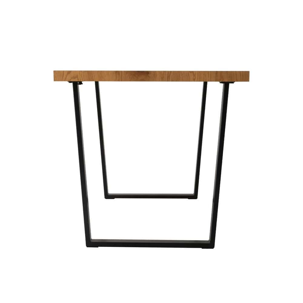 Venice 170cm Rectangular Dining Table Natural Wood Top Industrial Metal Legs