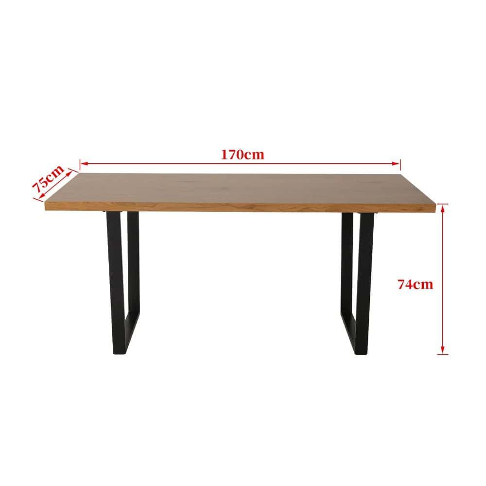Venice 170cm Rectangular Dining Table Natural Wood Top Industrial Metal Legs