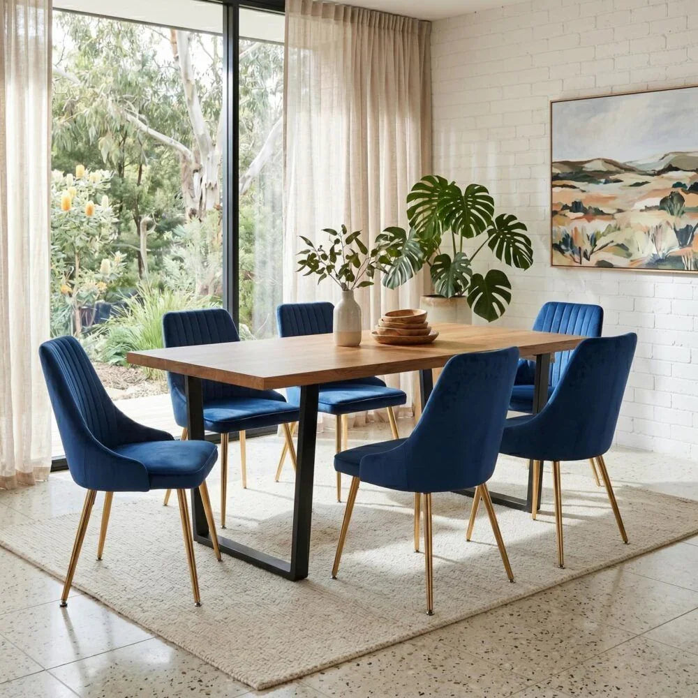 Dinero: Navy Velvet&Natural Table Set