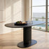 Clara Eclipse Black Oval Dining Table, Seats 4-6, Grooved Pillar Base Design