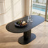 Clara Eclipse Black Oval Dining Table, Seats 4-6, Grooved Pillar Base Design