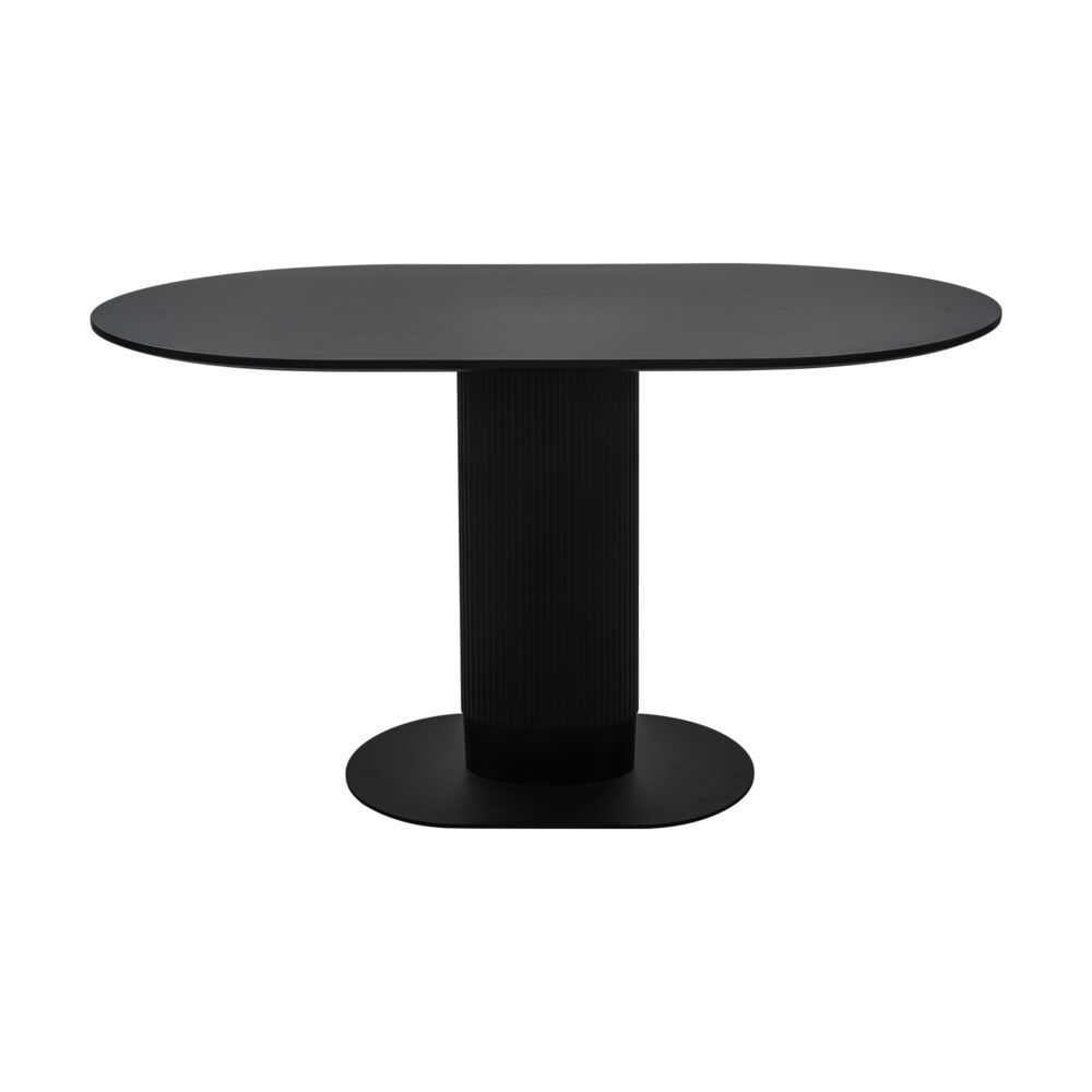 Clara Eclipse Black Oval Dining Table, Seats 4-6, Grooved Pillar Base Design