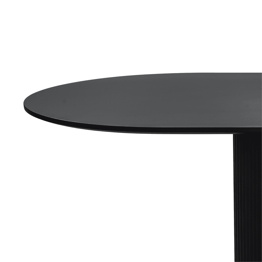Clara Eclipse Black Oval Dining Table, Seats 4-6, Grooved Pillar Base Design