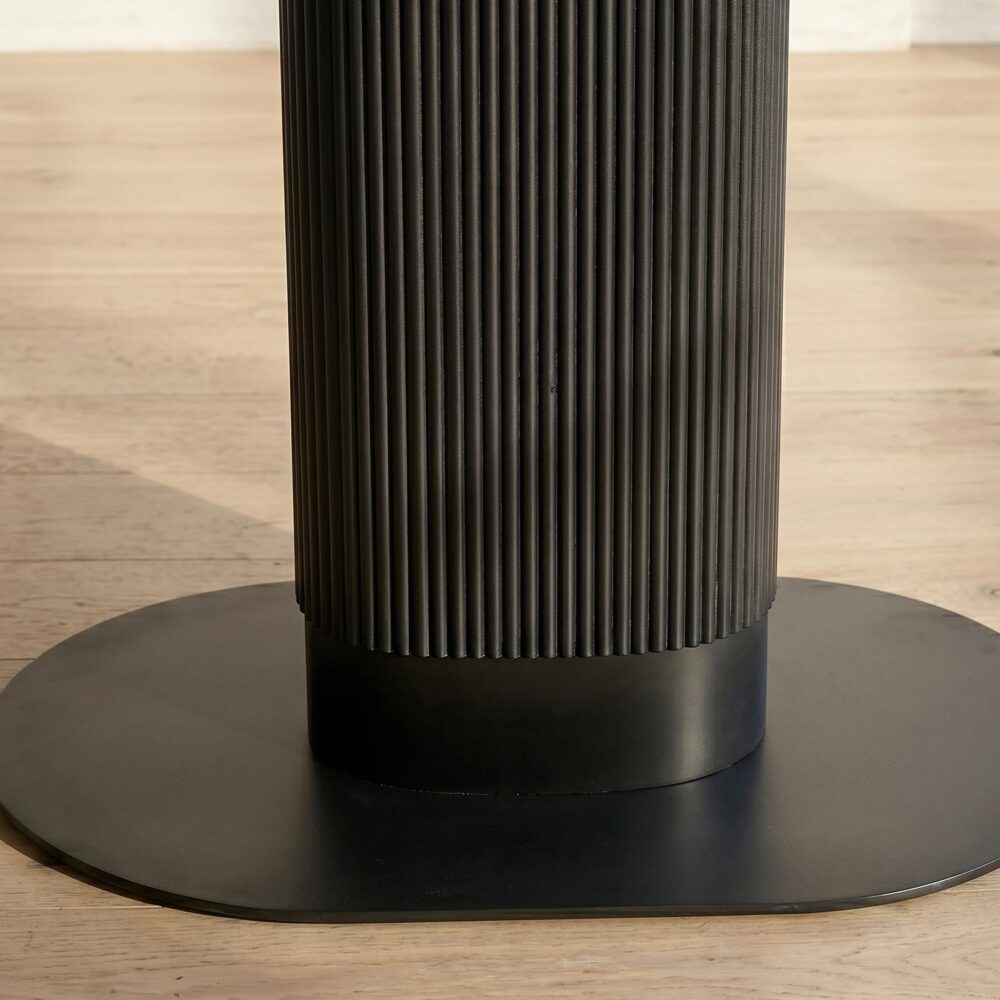 Clara Eclipse Black Oval Dining Table, Seats 4-6, Grooved Pillar Base Design