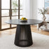 Palmer Round Dining Table 110cm Black Slatted Pedestal Solid Wood Base