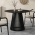 Palmer Round Dining Table 110cm Black Slatted Pedestal Solid Wood Base