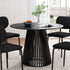 Palmer Round Dining Table 110cm Black Slatted Pedestal Solid Wood Base
