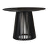 Palmer Round Dining Table 110cm Black Slatted Pedestal Solid Wood Base