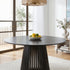 Palmer Round Dining Table 110cm Black Slatted Pedestal Solid Wood Base