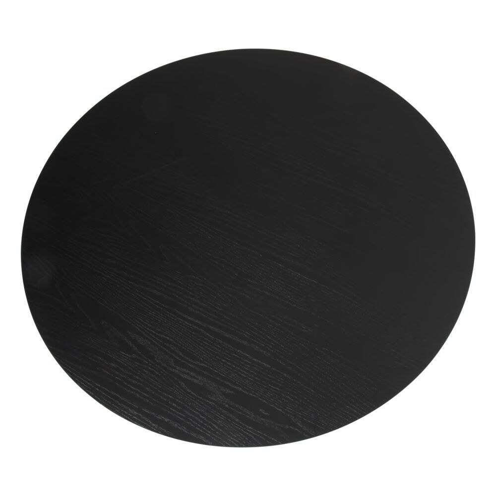 Palmer Round Dining Table 110cm Black Slatted Pedestal Solid Wood Base
