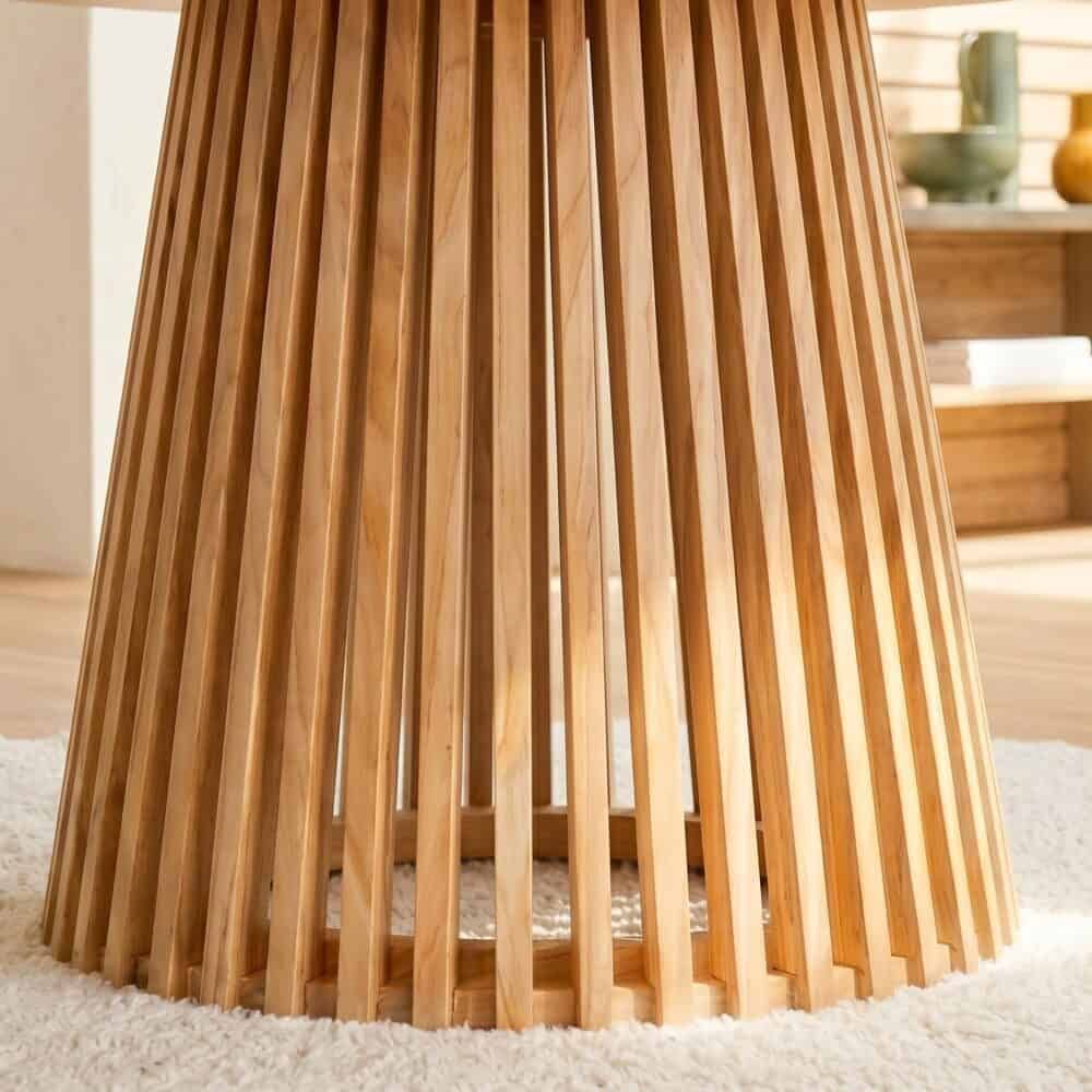 Palmer Natural Dining Table Round Japandi Solid Wood Pedestal 110cm