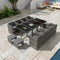 Bali 13 Piece Outdoor Dining Set Grey Rattan Table Chairs & Ottomans