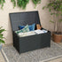 320L Outdoor Wicker Storage Box PE Rattan Deck Box with Wheels Black