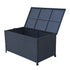 320L Outdoor Wicker Storage Box PE Rattan Deck Box with Wheels Black