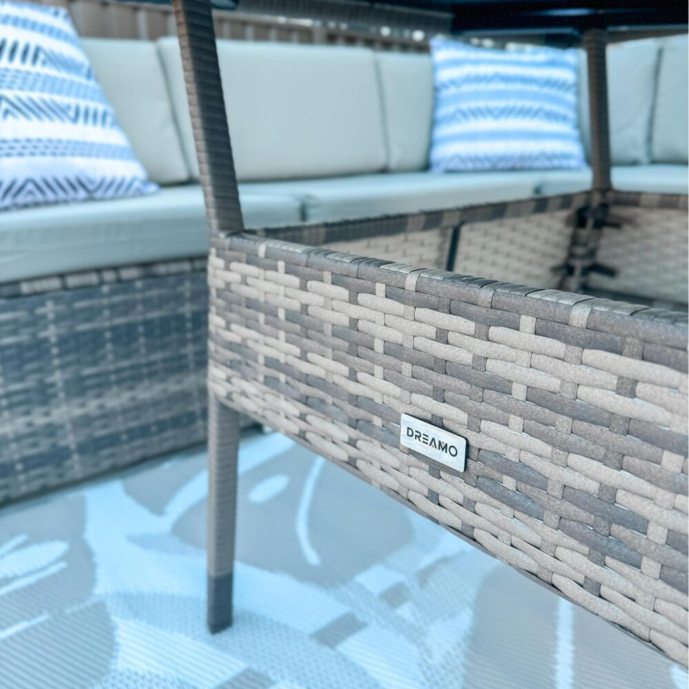 8PC Outdoor Dining Set Wicker Table & Chairs-Grey