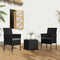 3-Piece Outdoor Rattan Table & Chairs Set Black PE Wicker Patio Set