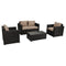 4‑Seater Outdoor Wicker Sofa Set – Cushions & Tempered Glass Table