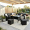 Ella 8-Seater Modular Outdoor Garden Lounge and Dining Set with Table and Stools in Black
