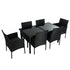 Outdoor Minimalist Black Wicker 6-Seater Dining Set