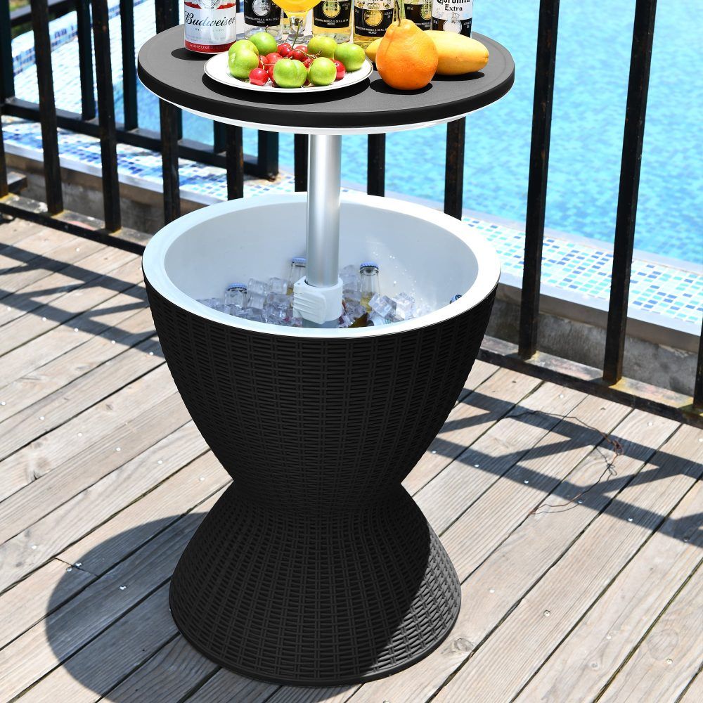 Garden Ice Cooler Table – Black, Outdoor Bar Table & Drinks Cooler