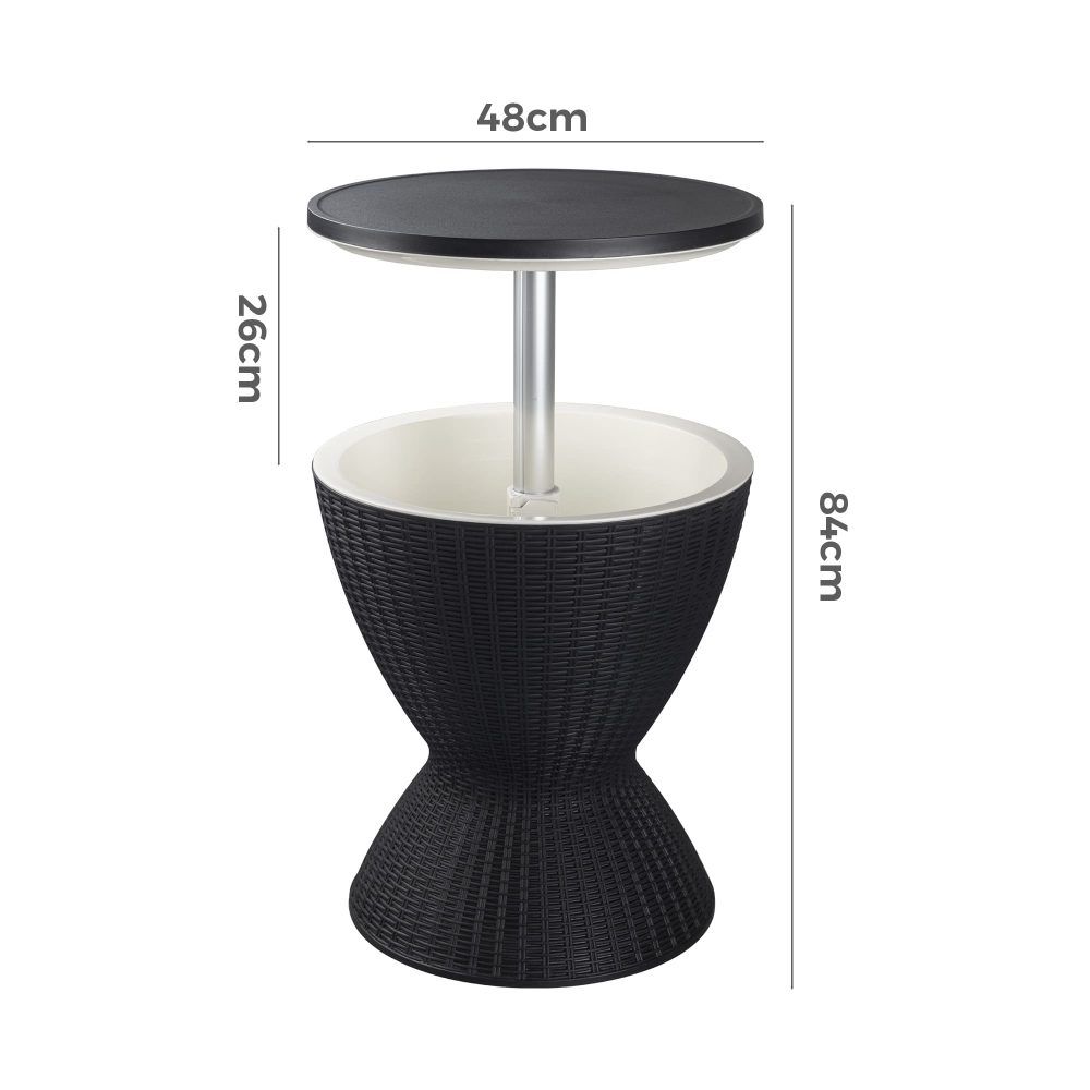 Garden Ice Cooler Table – Black, Outdoor Bar Table & Drinks Cooler