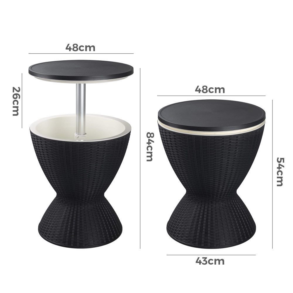 Garden Ice Cooler Table – Black, Outdoor Bar Table & Drinks Cooler