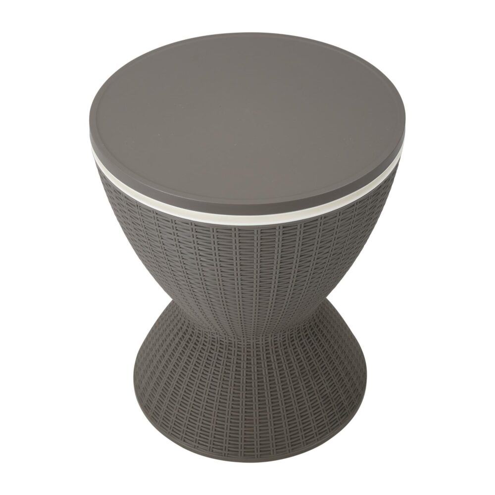 Taupe Ice Bucket Table 30L Cooler Outdoor Dining Table Drain Plug Design