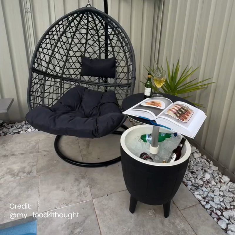Black Ice Bucket Cooler Table 35L Outdoor Patio Bar Table Retractable Top