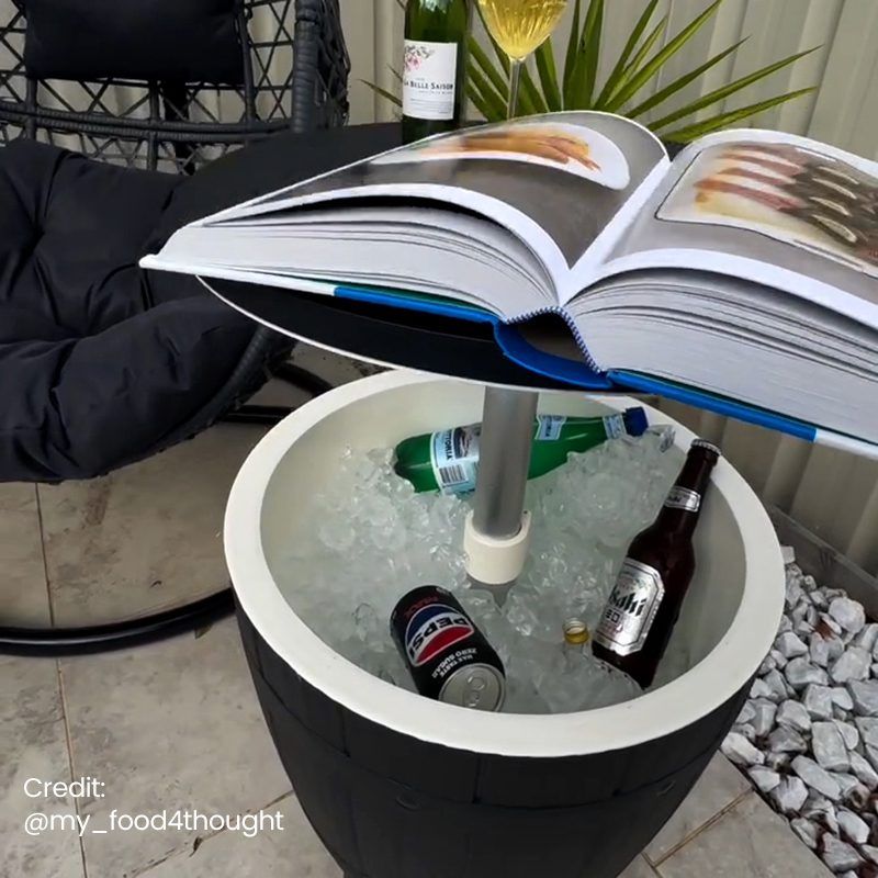 Black Ice Bucket Cooler Table 35L Outdoor Patio Bar Table Retractable Top