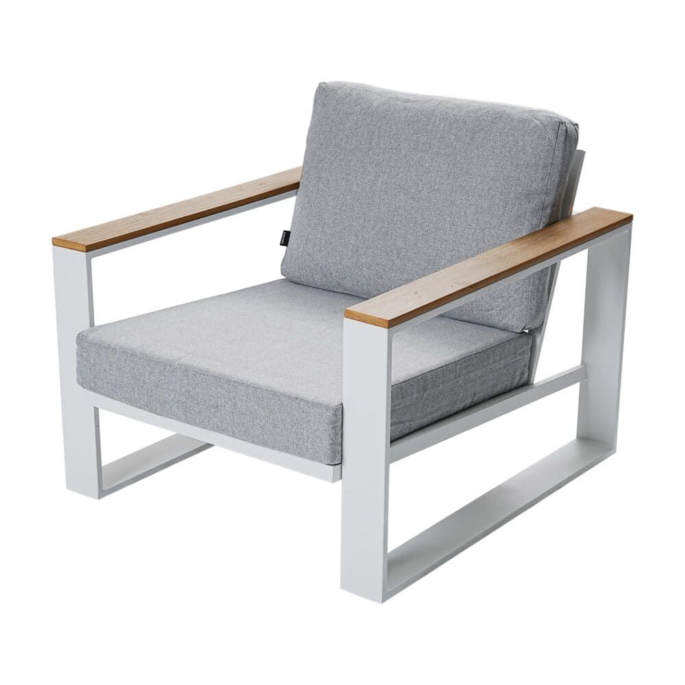 5 Seater Grandeur Outdoor Lounge Set White Aluminium Sofa Coffee Table