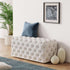 Bouclé Ottoman – White Rectangular Tufted Bench