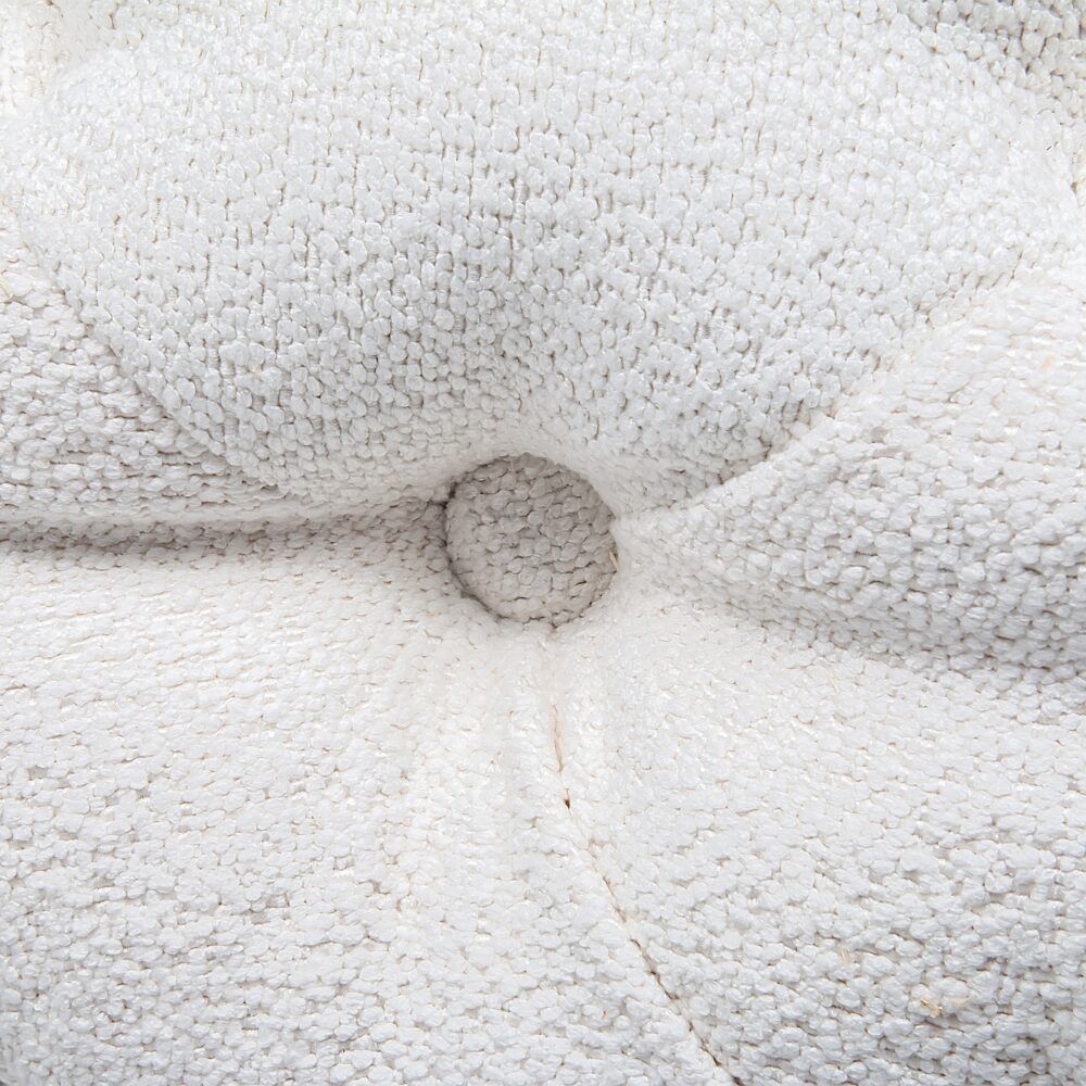 Bouclé Ottoman – White Rectangular Tufted Bench
