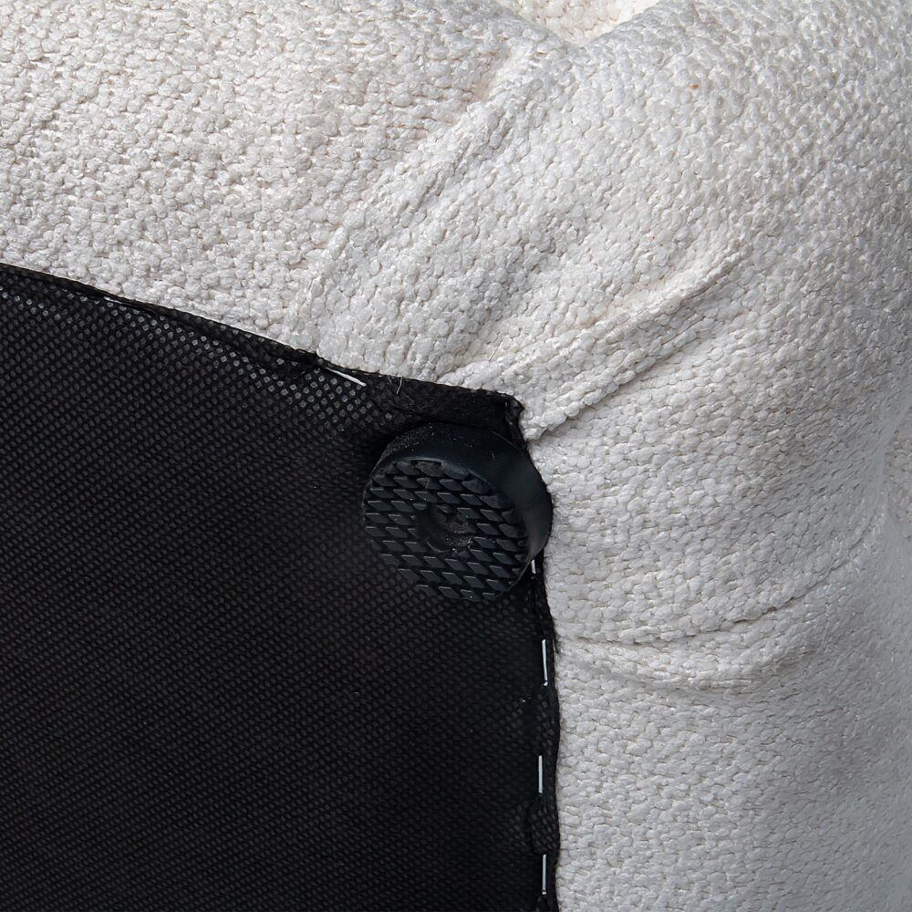 Bouclé Ottoman – White Rectangular Tufted Bench