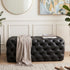 Black Leathaire Ottoman Rectangular Tufted Storage Bench Footstool Seat