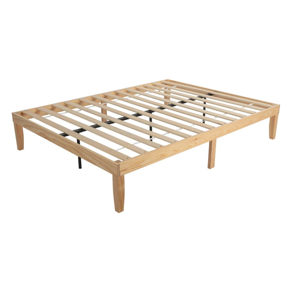 Warm Wooden Natural Bed Base Frame â€“ Double