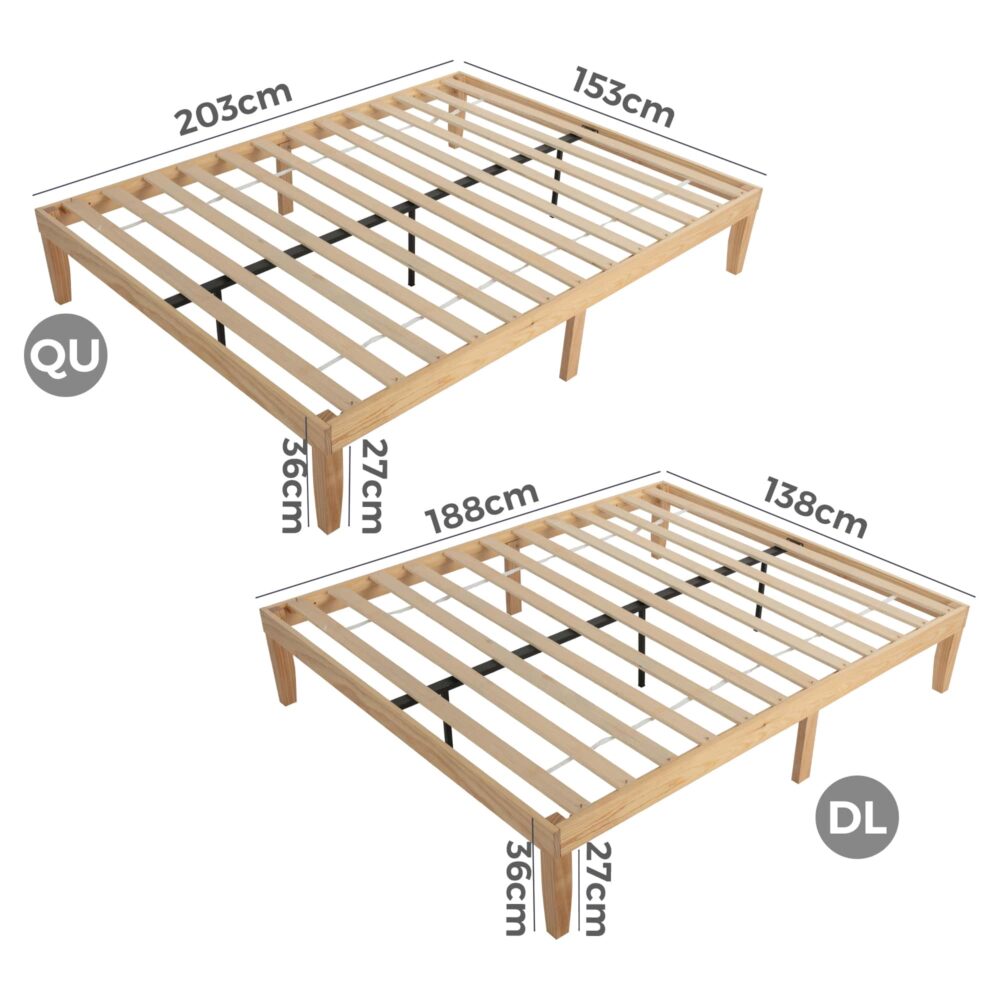 Warm Wooden Natural Bed Base Frame â€“ Double