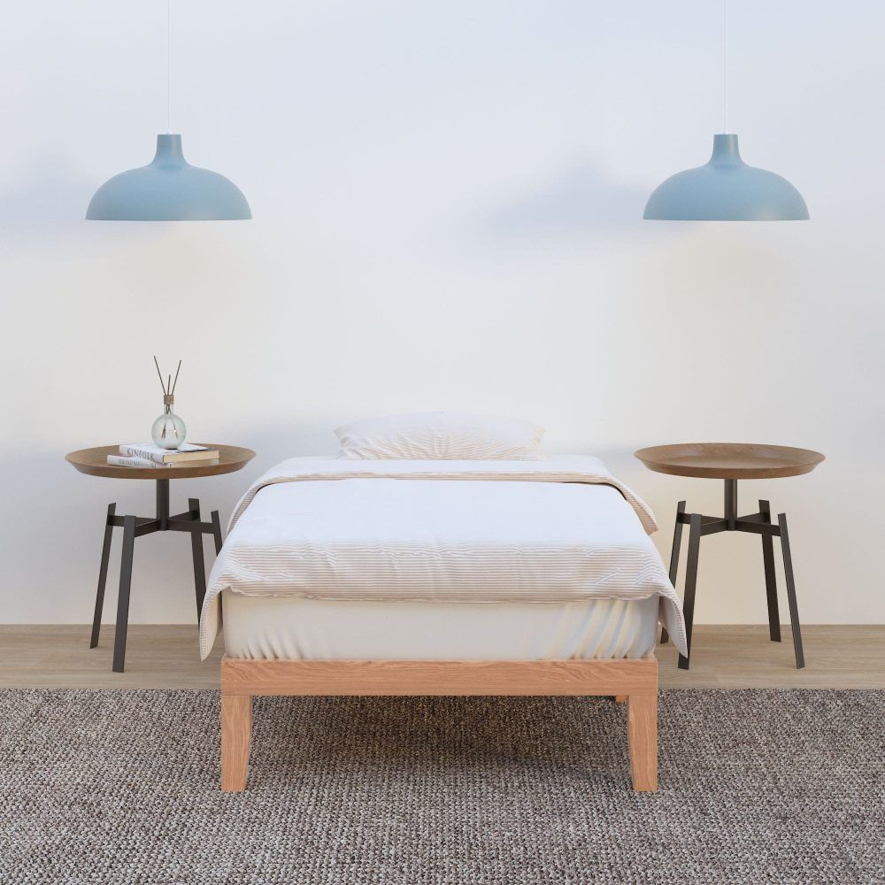 Single Size Warm Wooden Natural Bed Base Frame  King Single