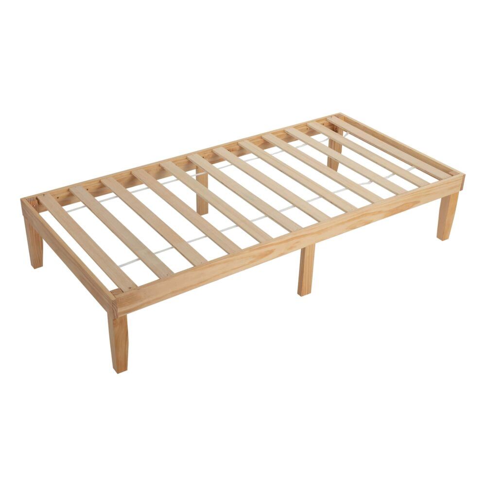Single Size Warm Wooden Natural Bed Base Frame  King Single