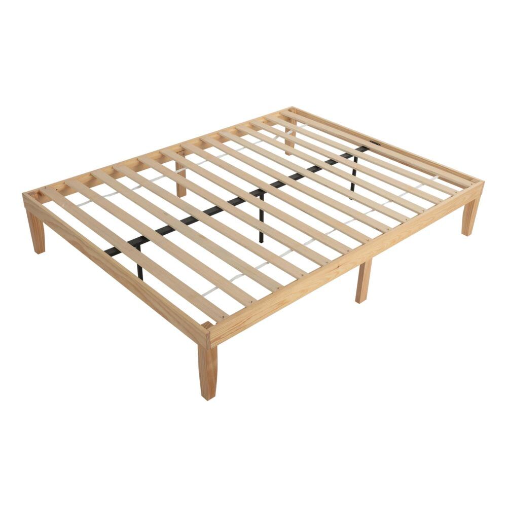 Queen Wooden Bed Frame Natural Timber Platform Bed Base with Slats