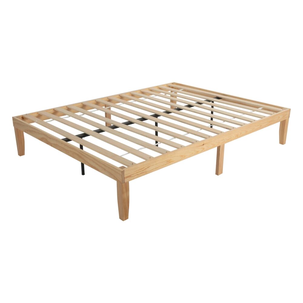 Warm Wooden Natural Bed Base Frame  Queen