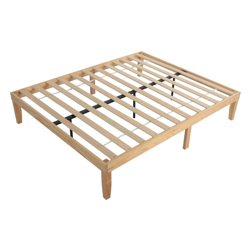 Warm Wooden Natural Bed Base Frame  Queen
