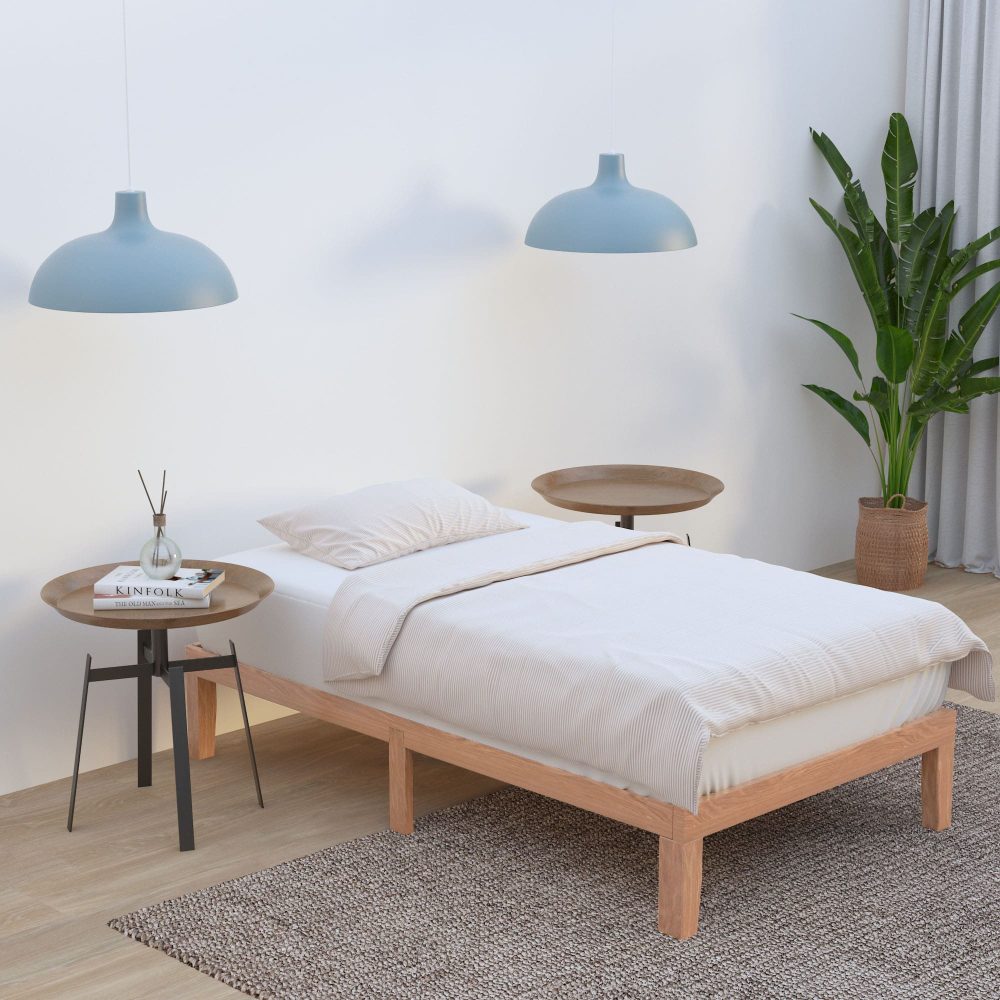 Single Size Warm Wooden Natural Bed Base Frame  Single